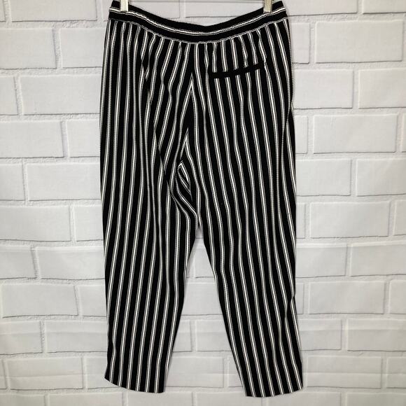 H&M Black and White Striped Cropped Tapered Trouser Pants Size 10 - Picture 4 of 12